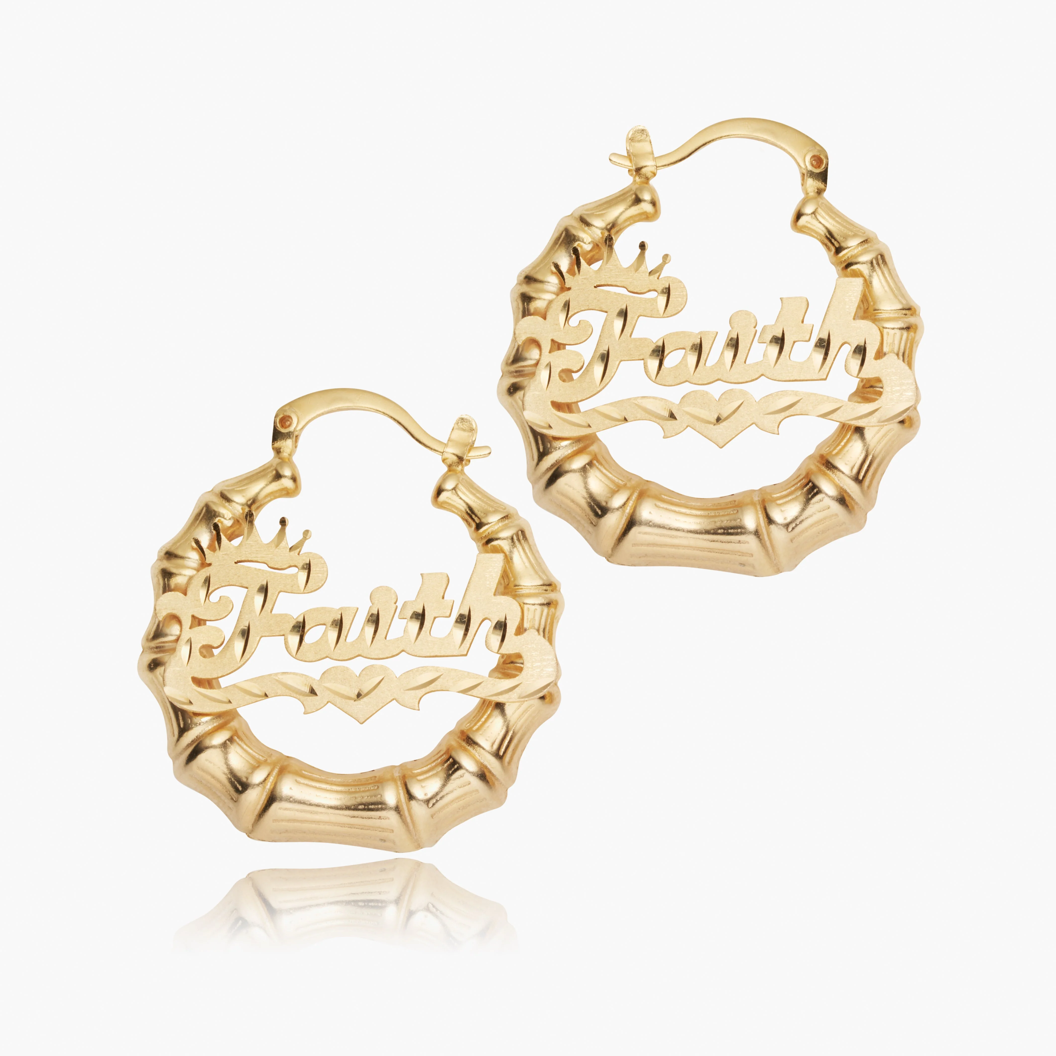 Kid's Bamboo Crown Name Earrings