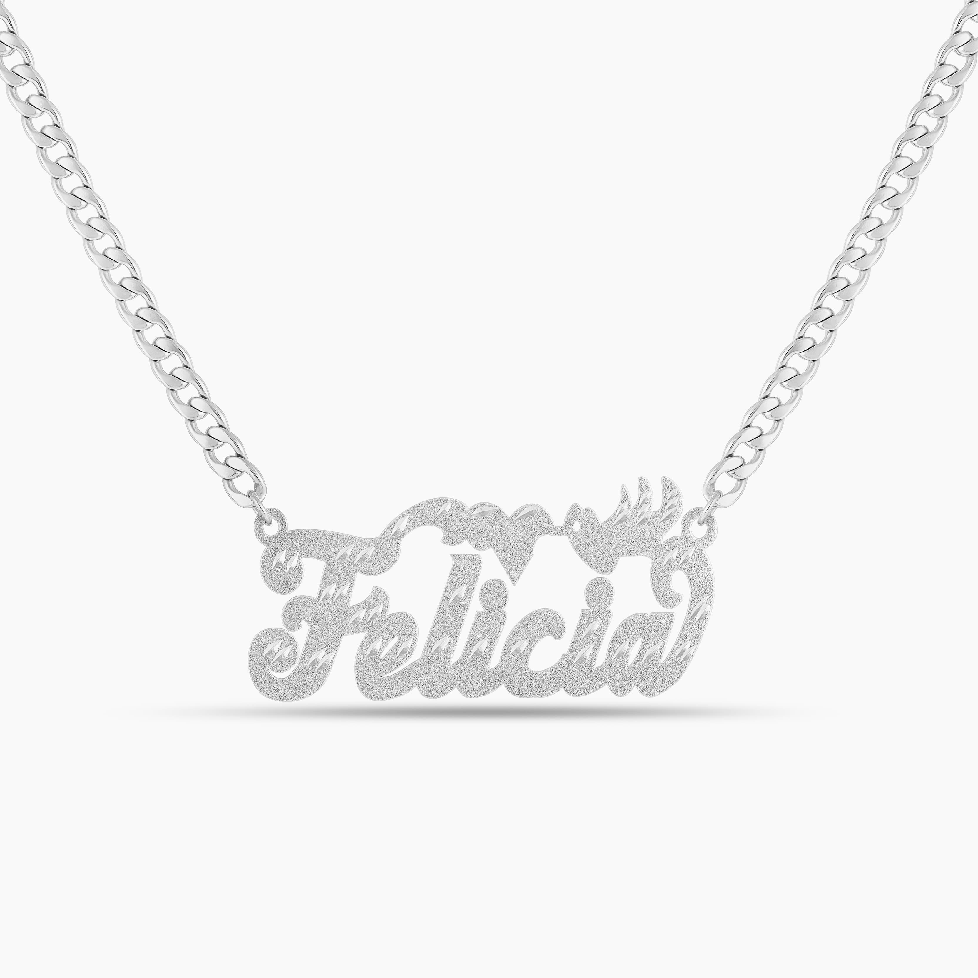 Diamond Cut Birds of Love Name Necklace - Image 2