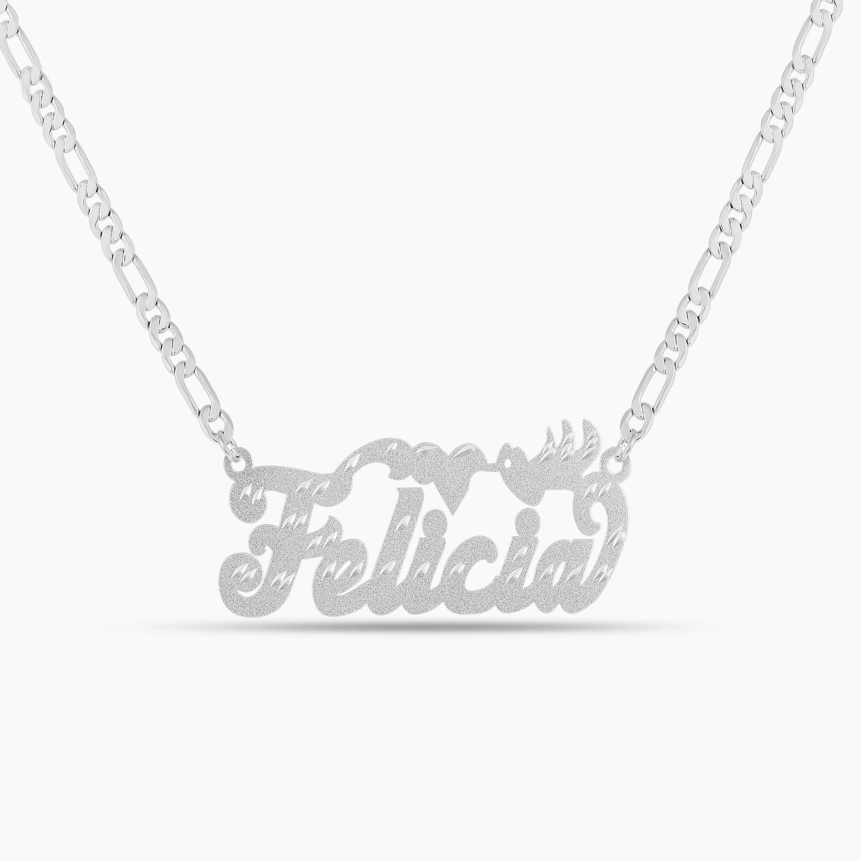 Diamond Cut Birds of Love Name Necklace - Image 7