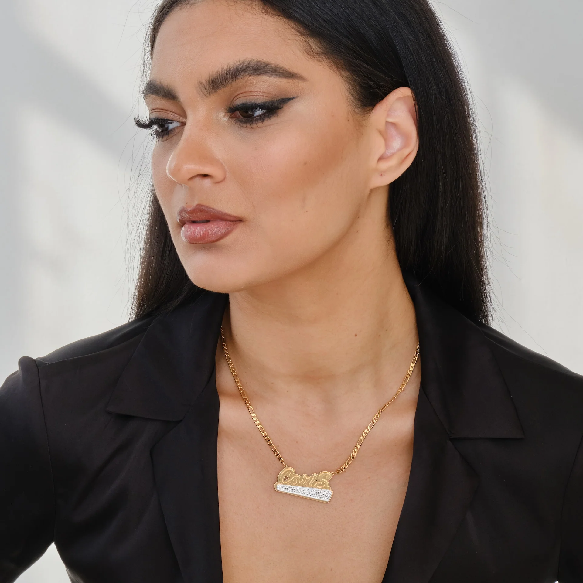 Double Plated Beaded Bar Name Necklace - Image 3