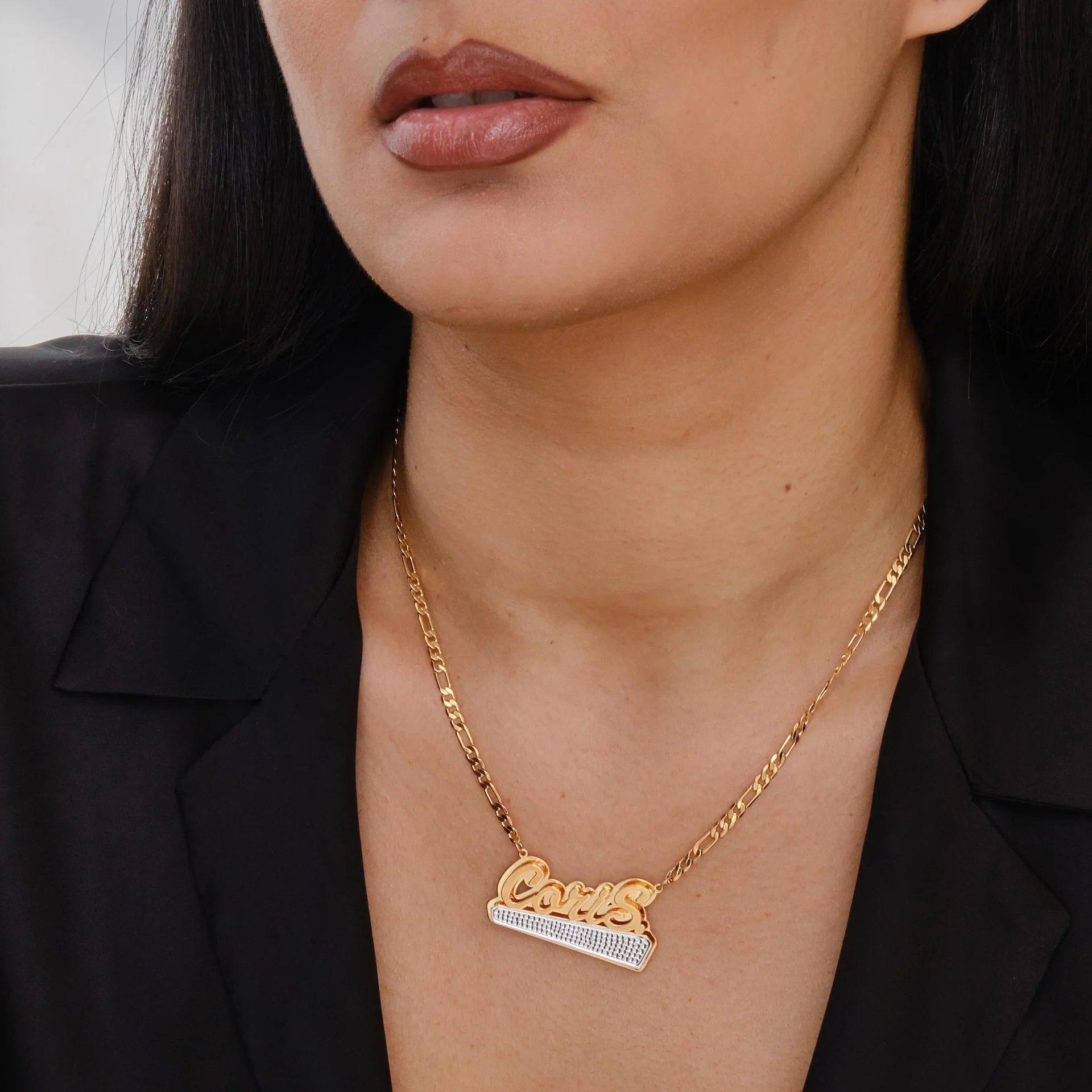 Double Plated Beaded Bar Name Necklace - Image 4