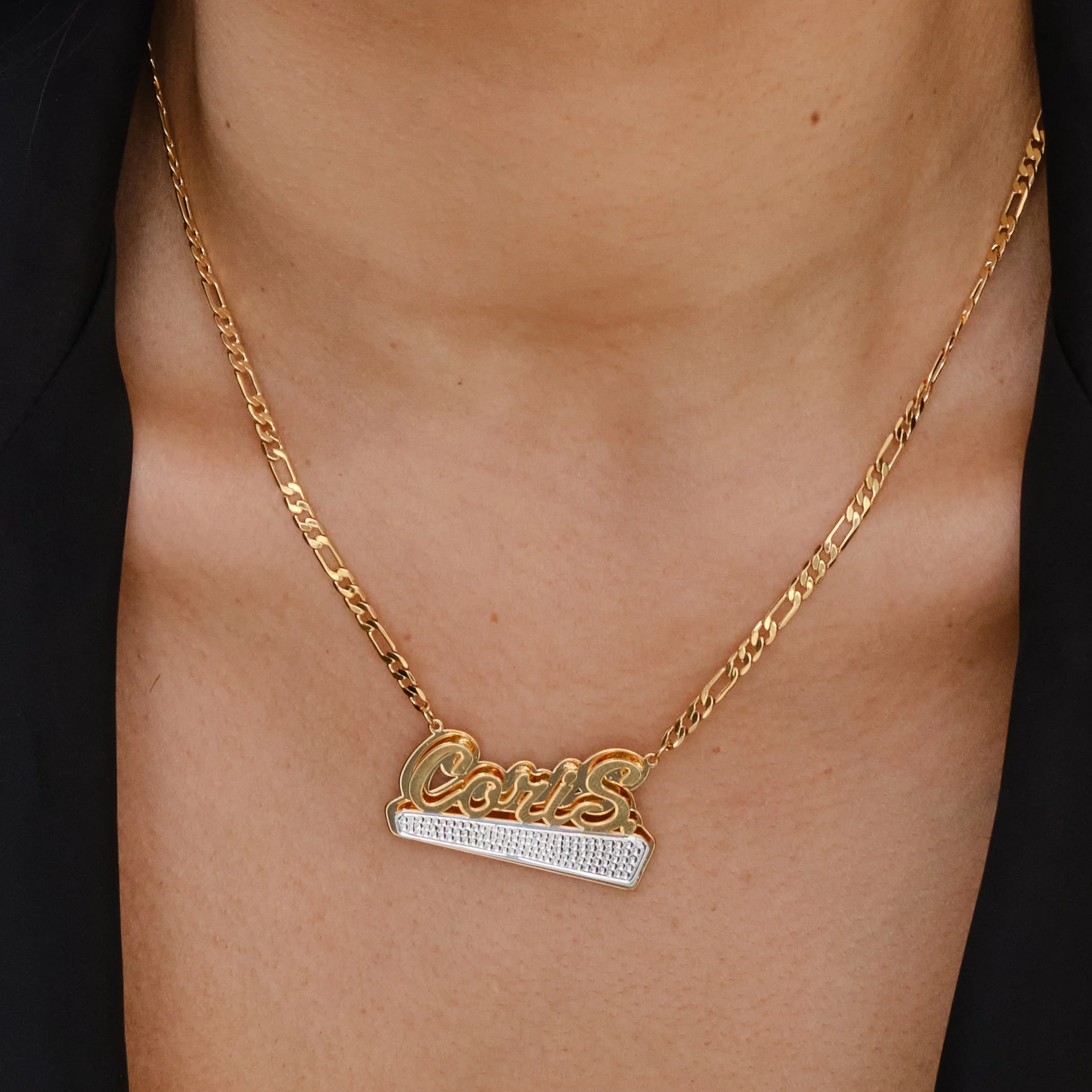Double Plated Beaded Bar Name Necklace - Image 5