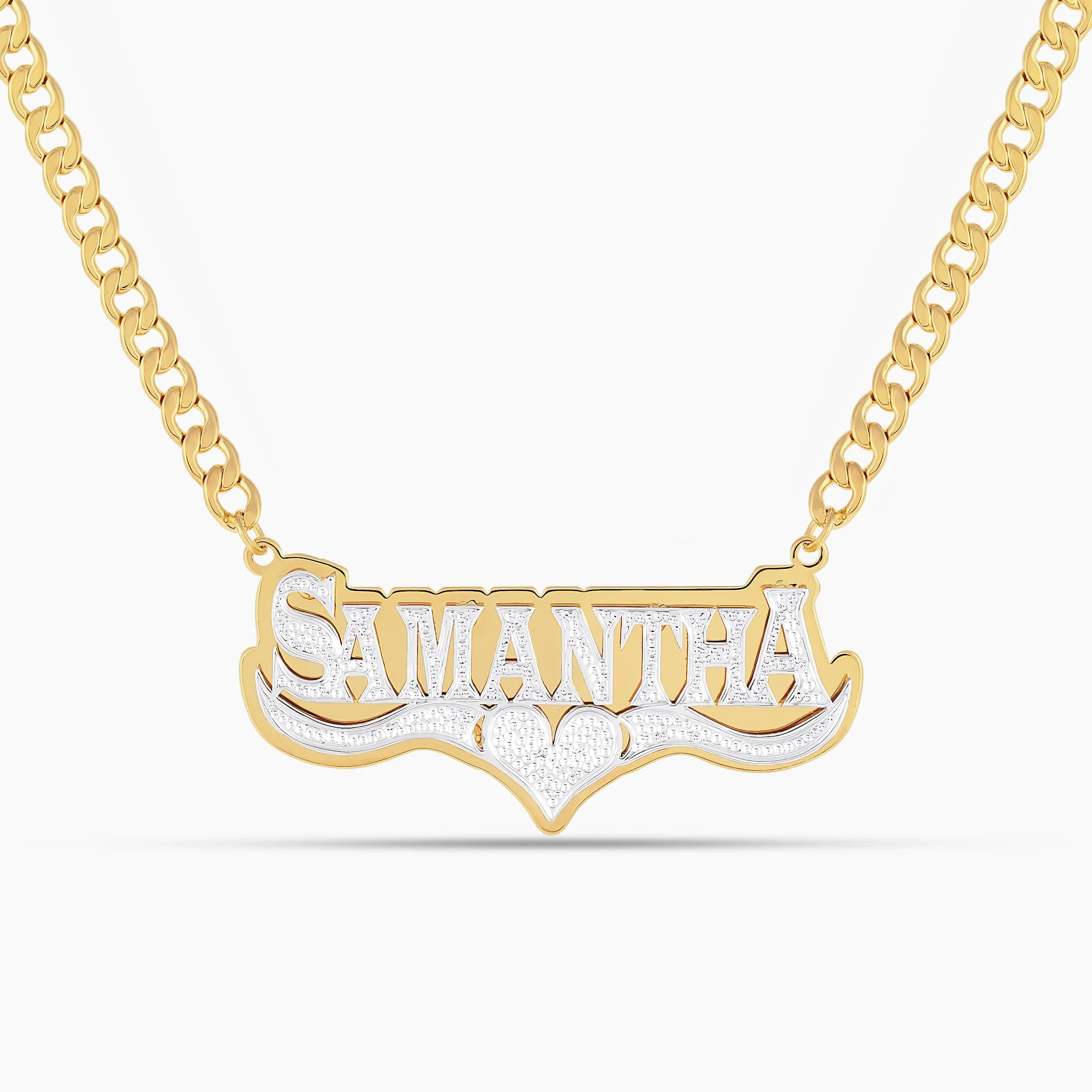 Double Plated HeartCrest Name Necklace