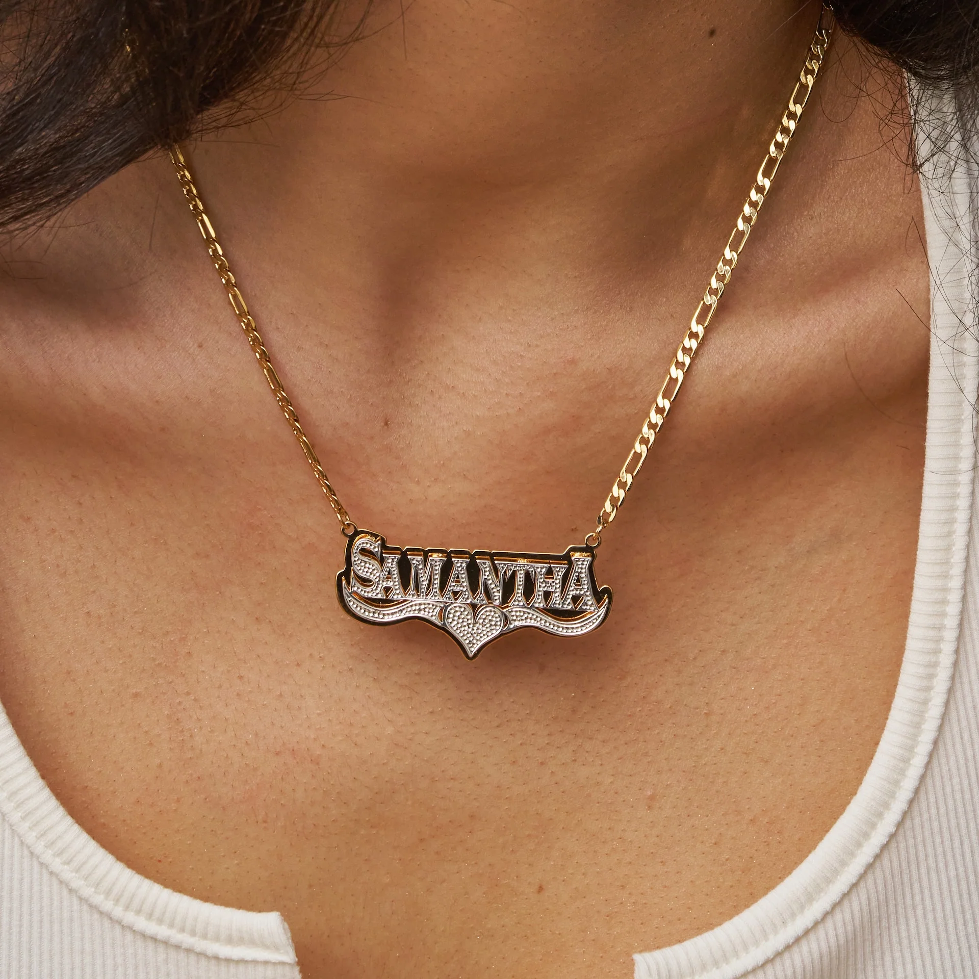Double Plated HeartCrest Name Necklace - Image 3