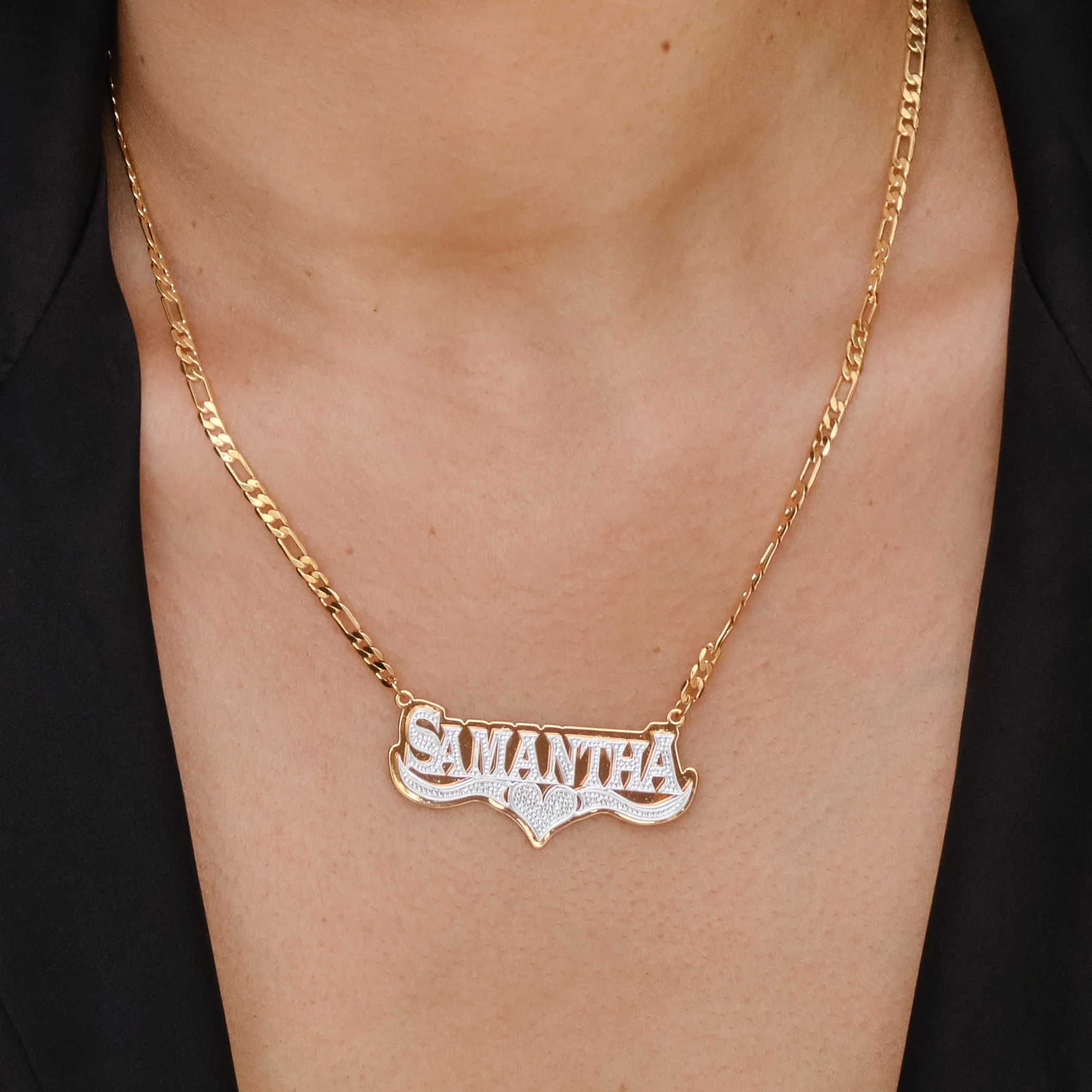 Double Plated HeartCrest Name Necklace - Image 4