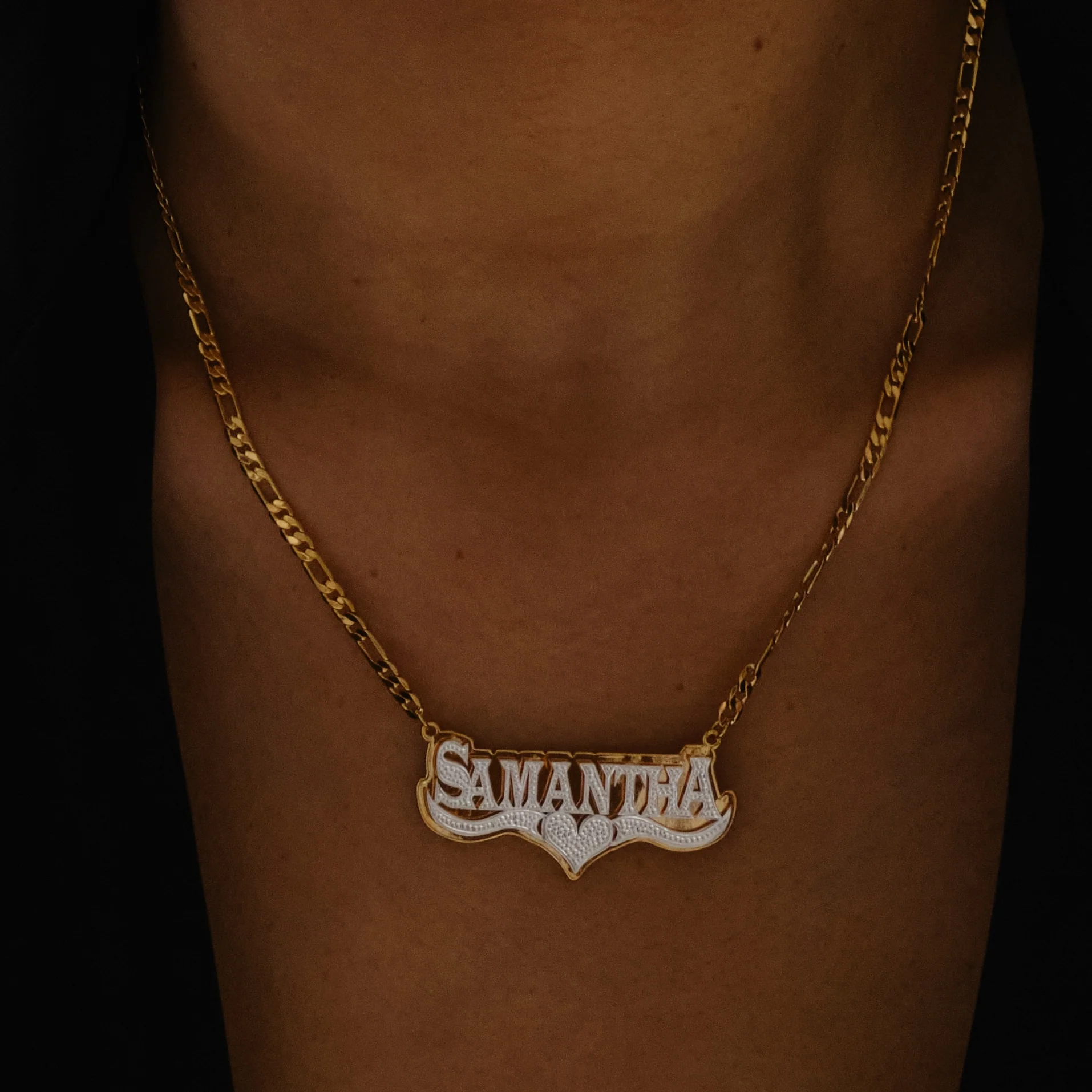 Double Plated HeartCrest Name Necklace - Image 5