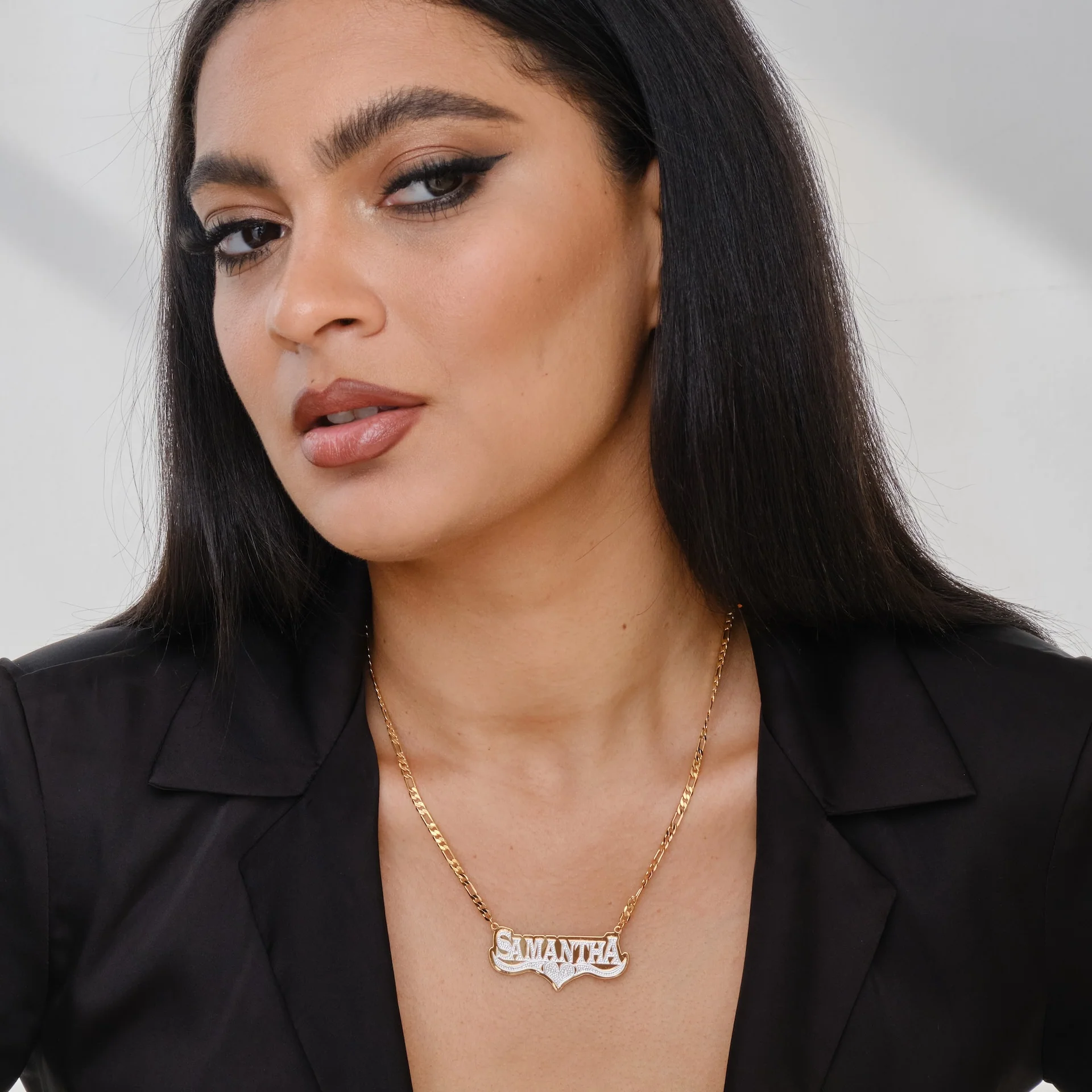 Double Plated HeartCrest Name Necklace - Image 6