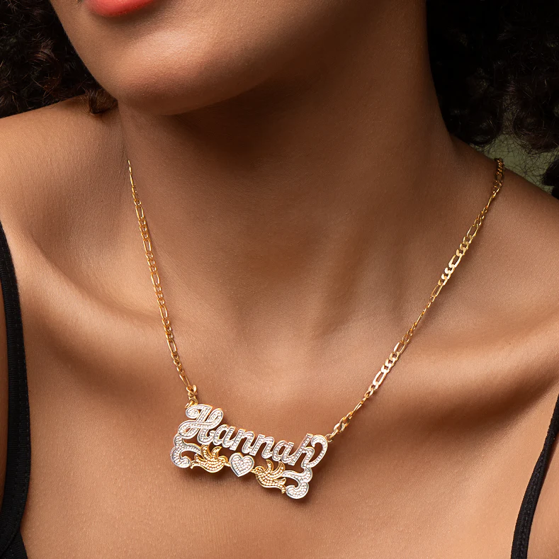 Double Plated Love Bird Name Necklace - Image 3