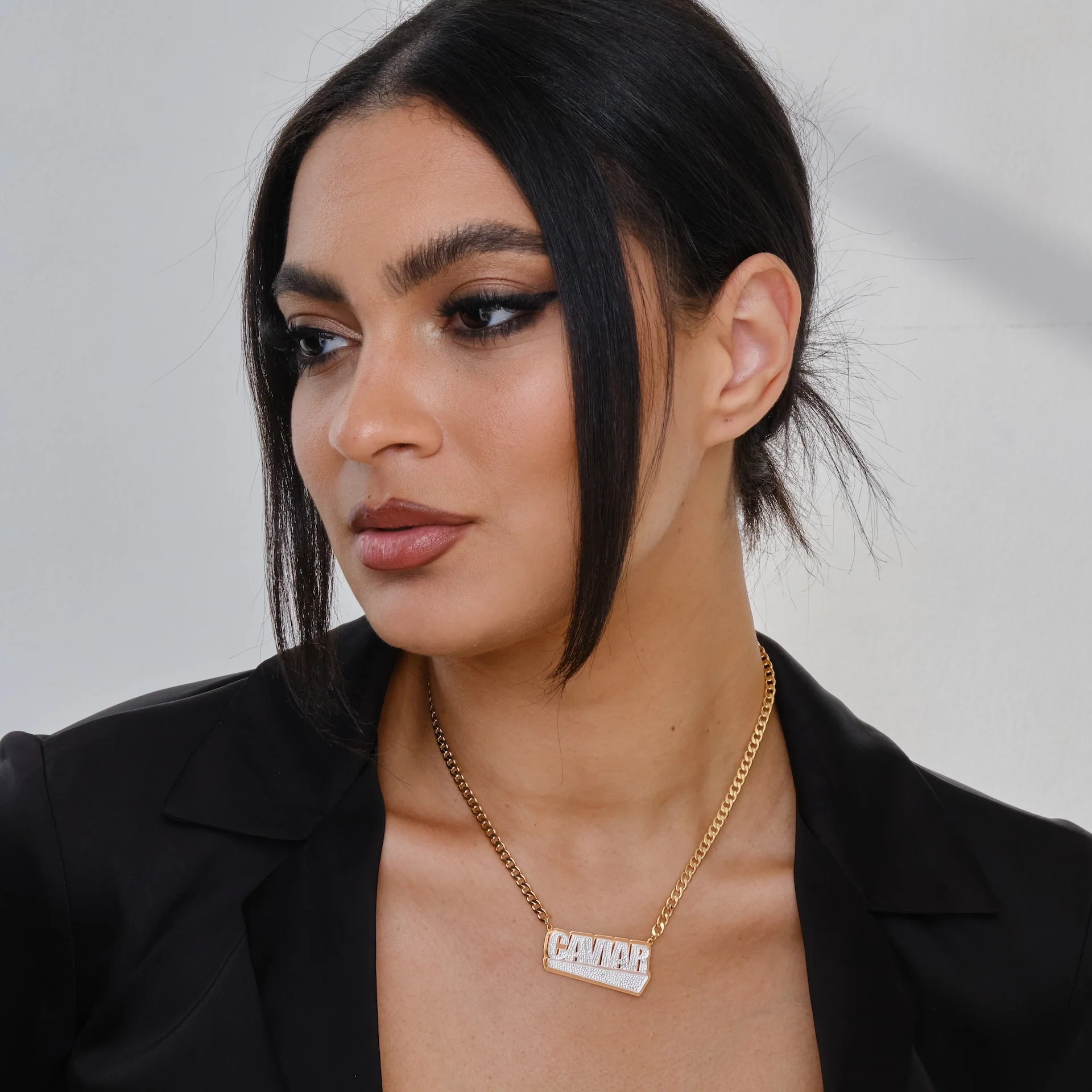 Double Plated Luxe Block Name Necklace - Image 3