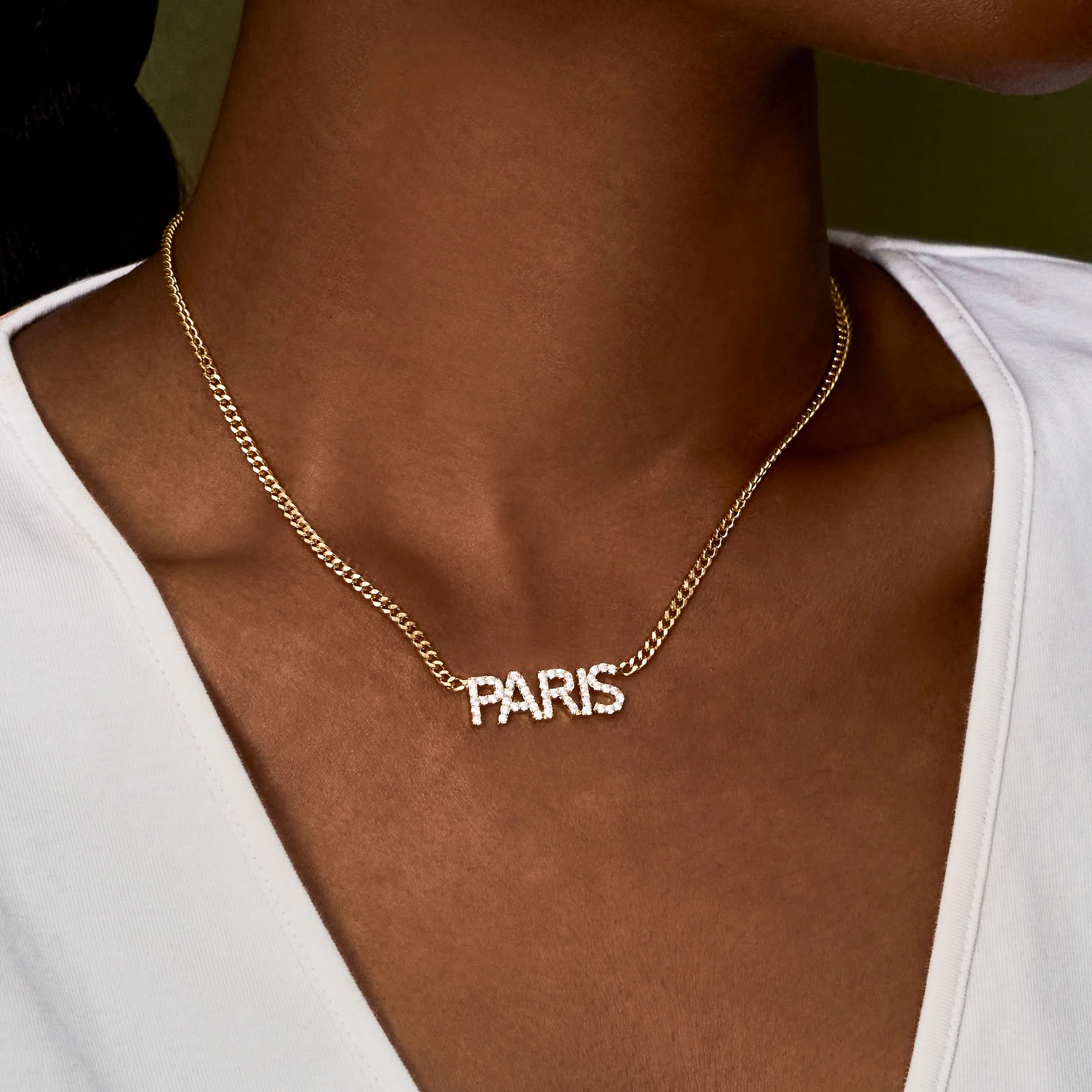 Iced Block Name Necklace w/ Cuban Chain - Image 6