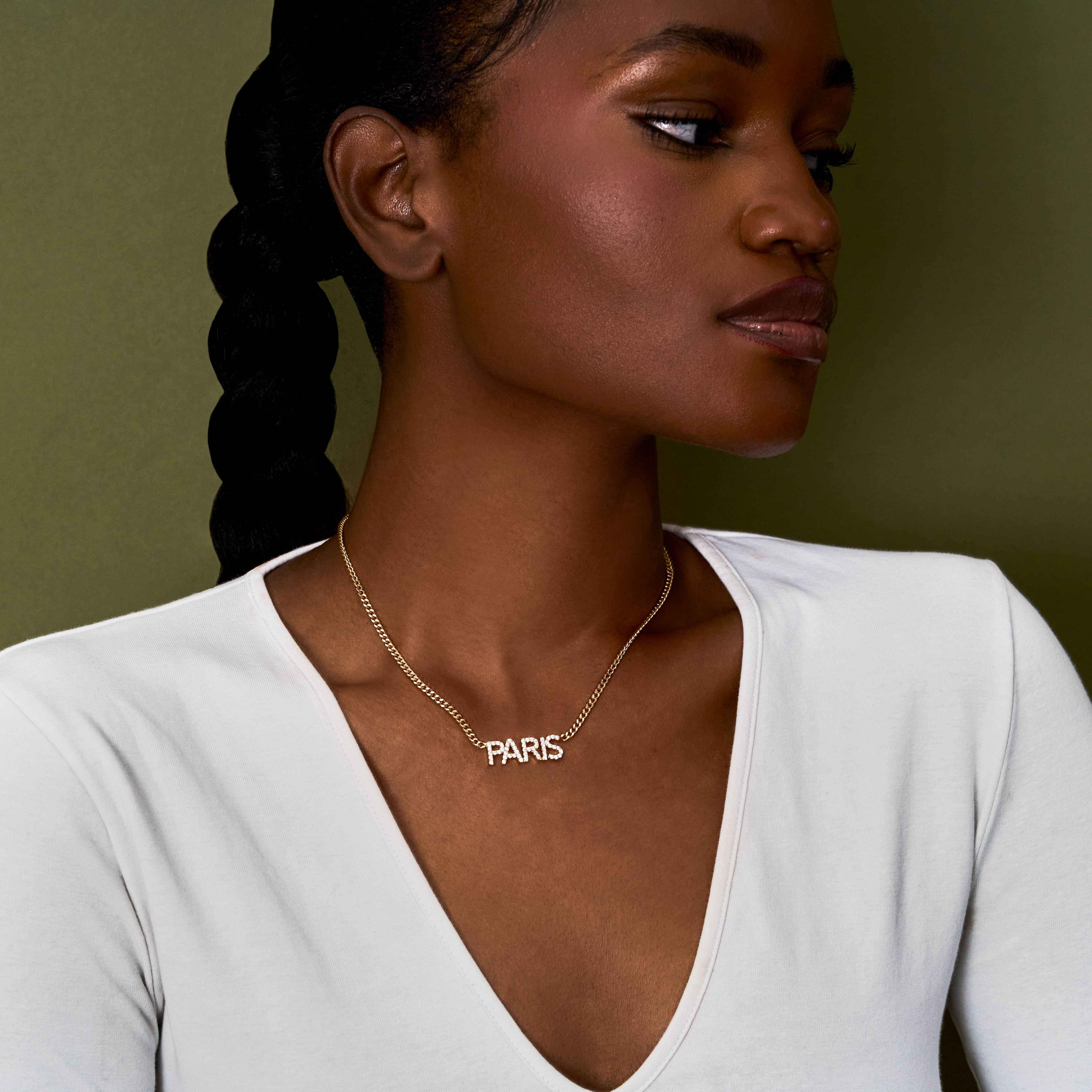 Iced Block Name Necklace w/ Cuban Chain - Image 7
