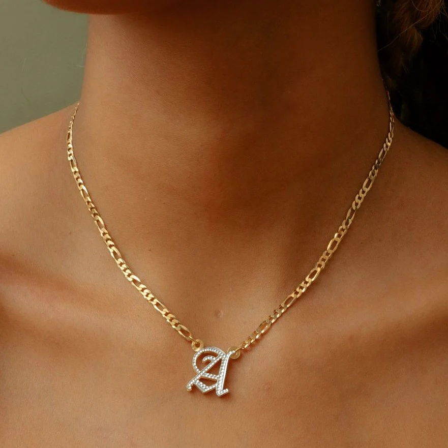 Kid's Double Plated Gothic Initial Necklace - Image 3