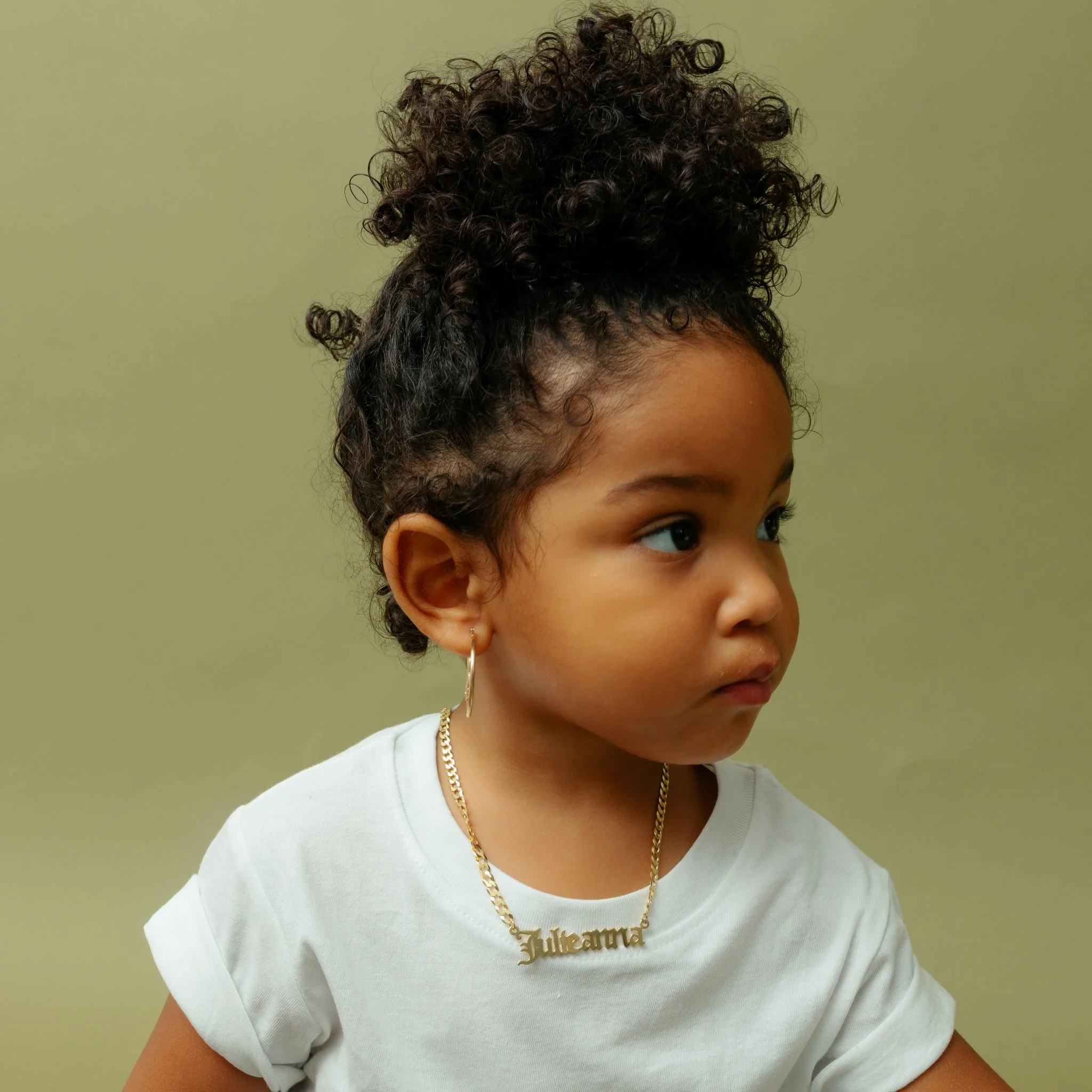 Kid's Gothic Name Necklace w/ Cuban Chain - Image 4