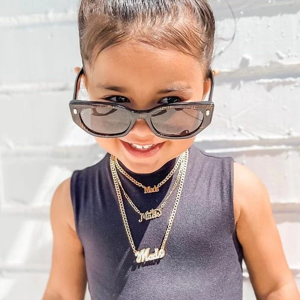 Kid's The Floral Diamond Cut Name Necklace - Image 4