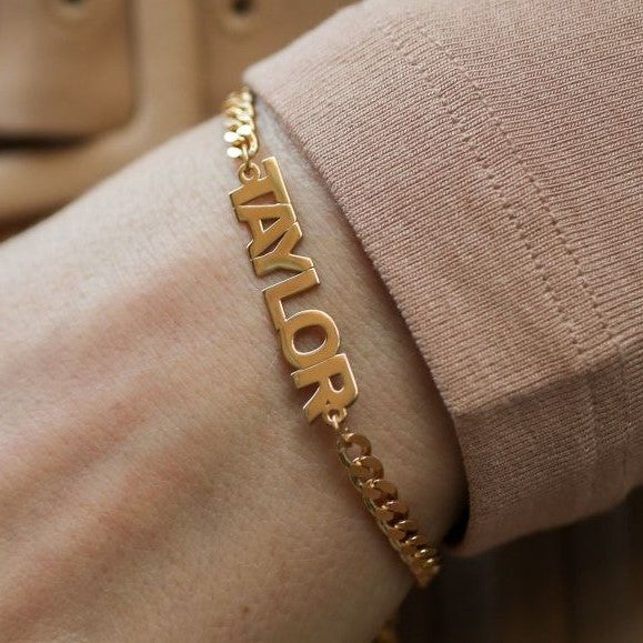 Mini Nameplate Bracelet w/ Cuban Chain - Image 3