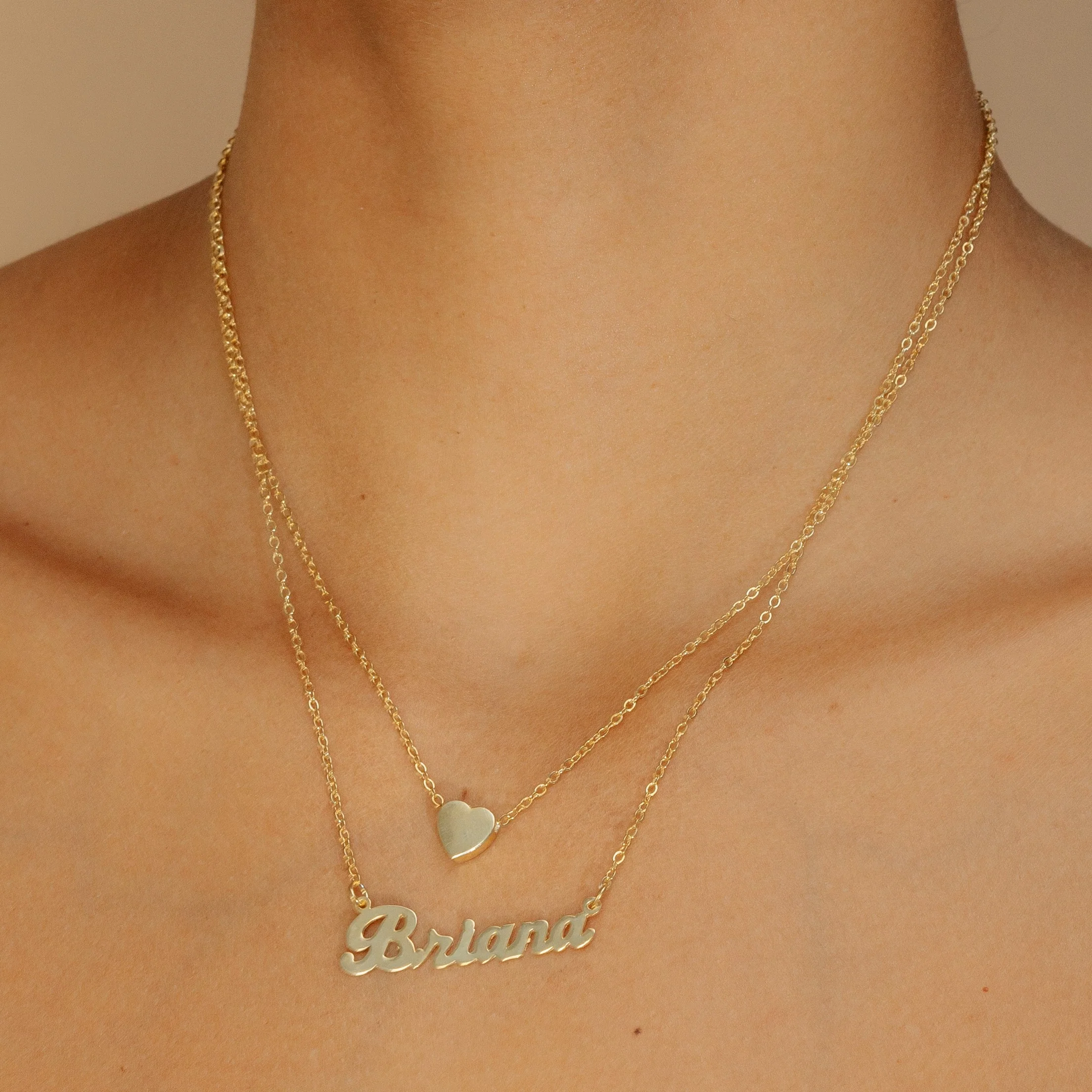 Layered Name Necklace with Heart - Image 3