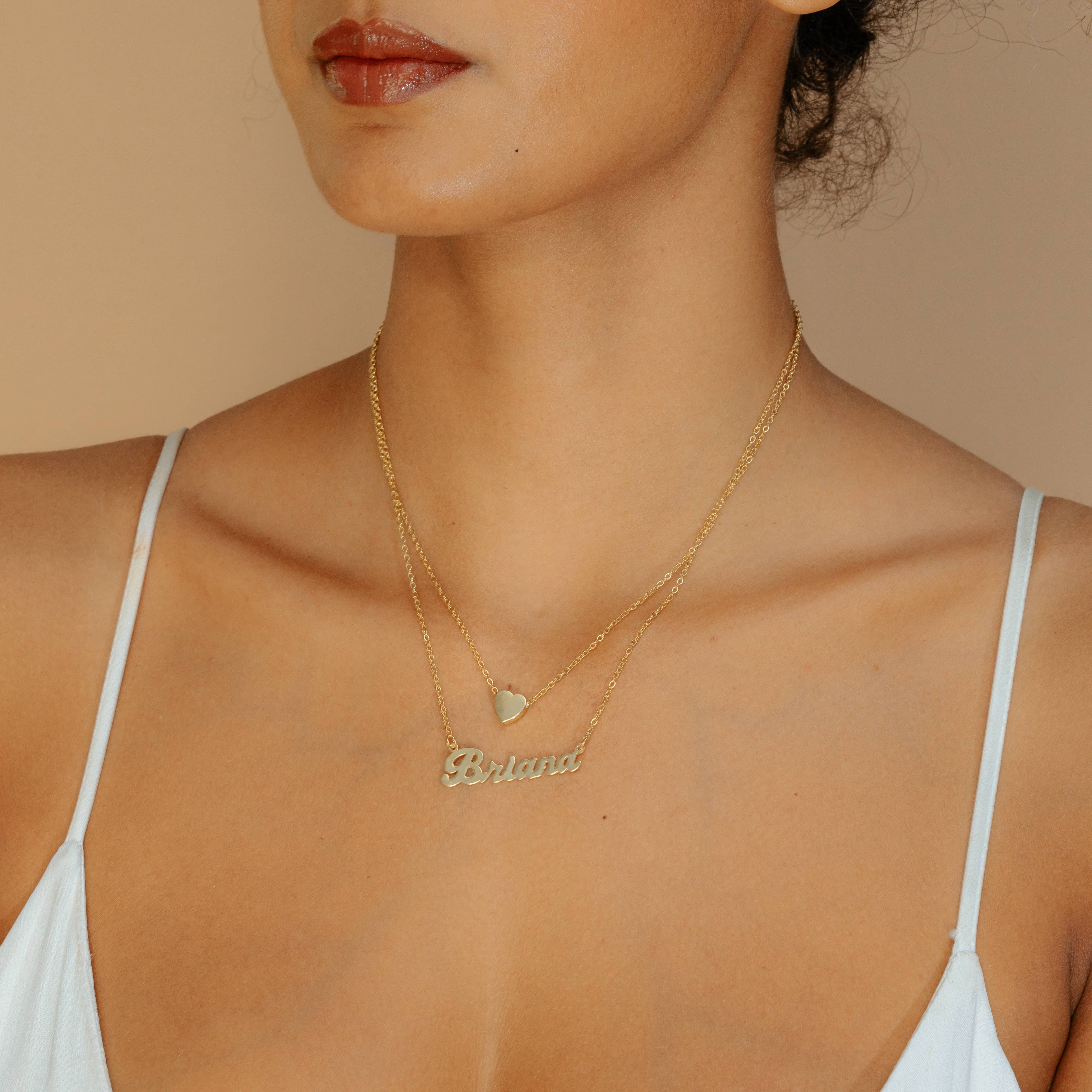 Layered Name Necklace with Heart - Image 4