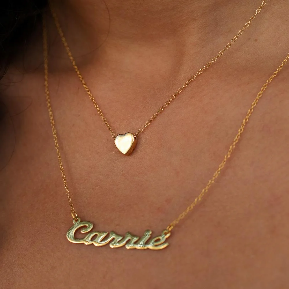 Layered Name Necklace with Heart - Image 5