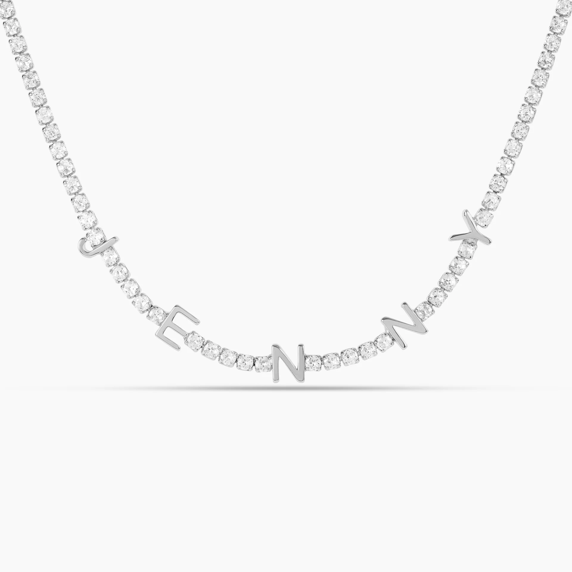 Spaced Out Name Necklace with Tennis Chain - Image 2