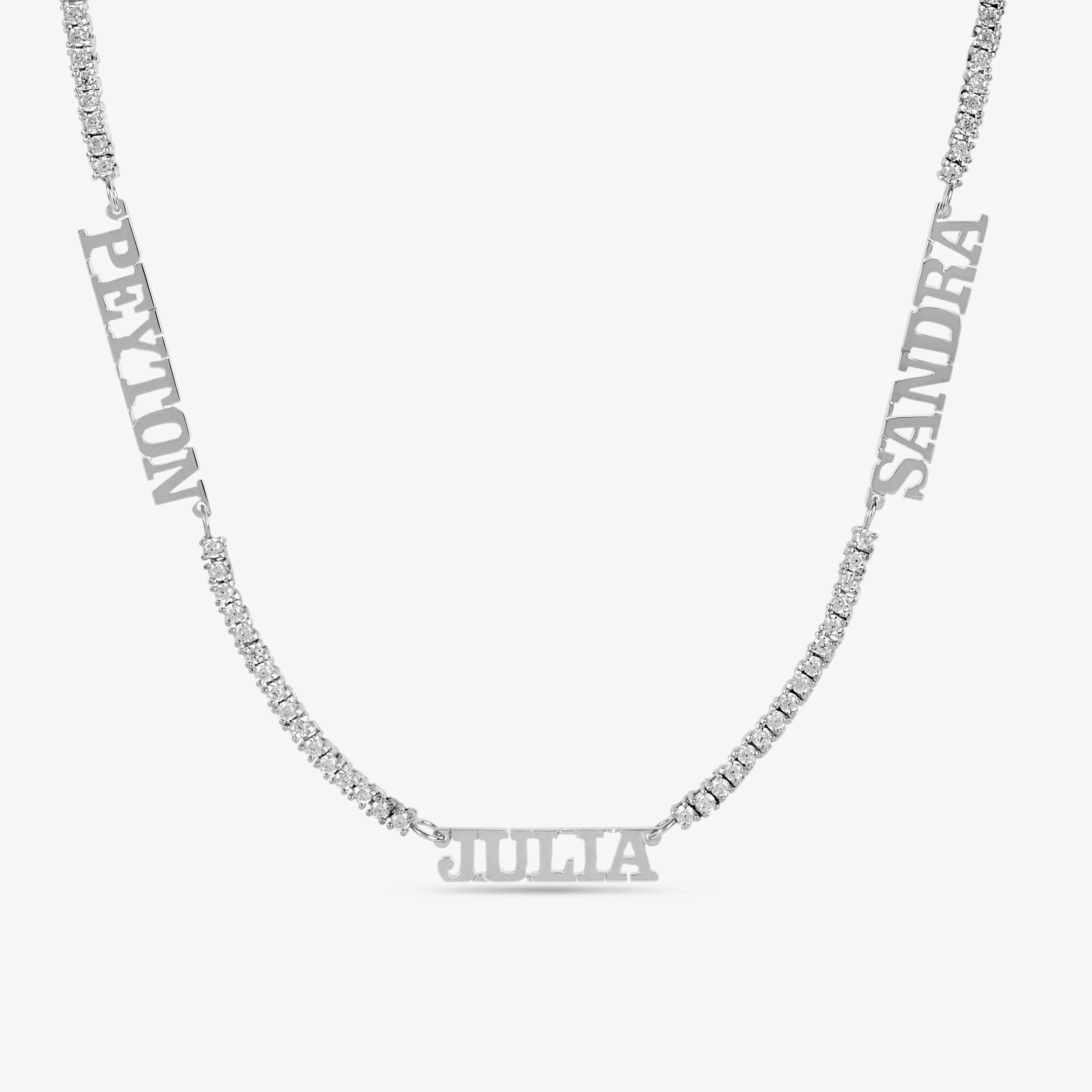 2mm Tennis Chain Three Name Necklace - Image 2