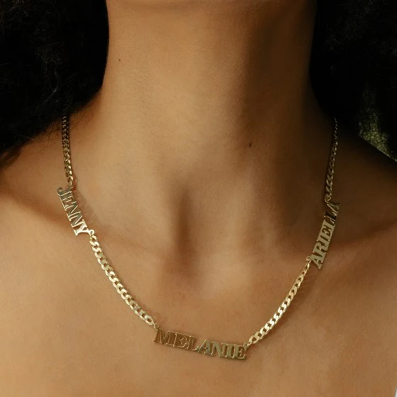 Three Name Necklace w/ Cuban Chain - Image 3